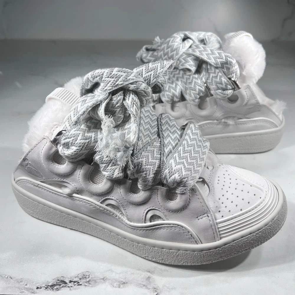 Lanvin | Shoes | Lanvin Curb White Leather Fur Lined Mules